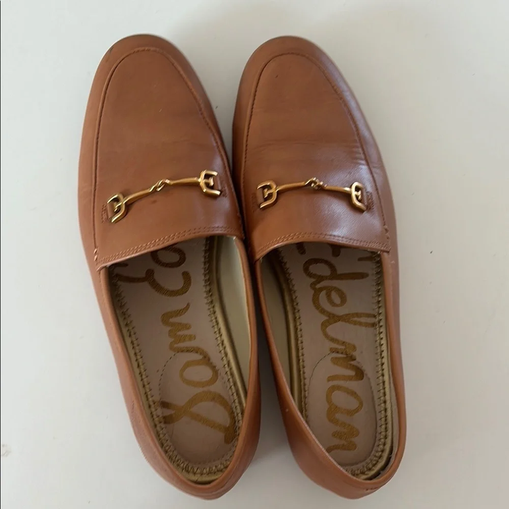 Sam Edelman Tan Leather Loafers with gold Horsebit - Picture 4 of 5